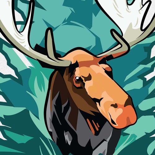 Vibe design with the title 'Moose Essence: Within the Pine Cone Glow'