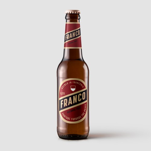 Beer packaging with the title 'Label-Design for Franco'