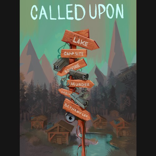 Forest book cover with the title 'Book Cover for Camp Mystery Novel'