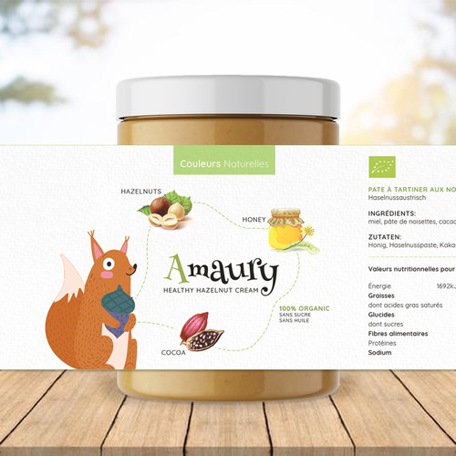 Hazelnut design with the title 'Label for Kids Hazelnut Cream'