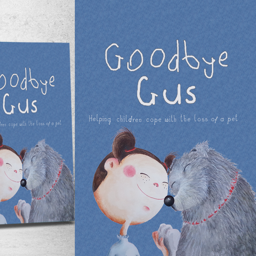 Illustrative artwork with the title '"Goodbye Gus" book cover design'