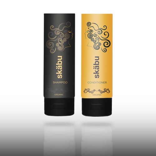Art Deco packaging with the title 'Art Deco Design for Organic Shampoo & Conditioner Bottle (#1)'