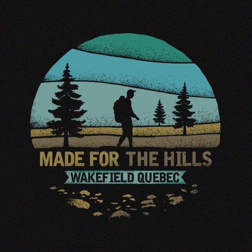 Pine tree design with the title 'Made for the hills '