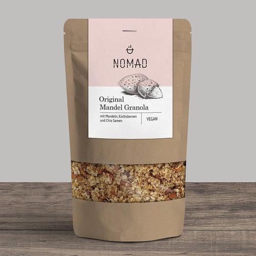 Natural label with the title 'Granola label design'