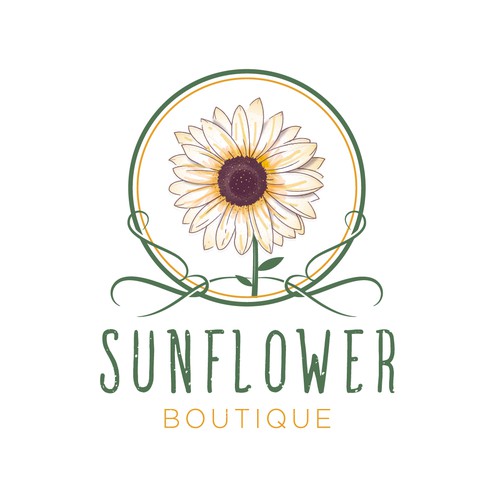 Sunflower design with the title 'Sunflower Boutique Logo Design'