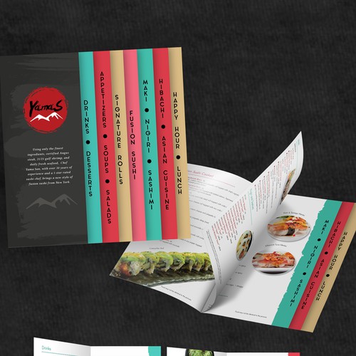Sushi design with the title 'Clean, creative and modern sushi menu'