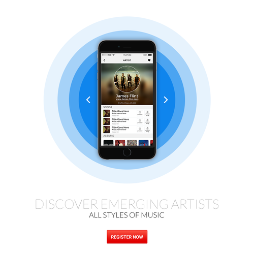 Alternative design with the title 'Landing Page for SongCast'