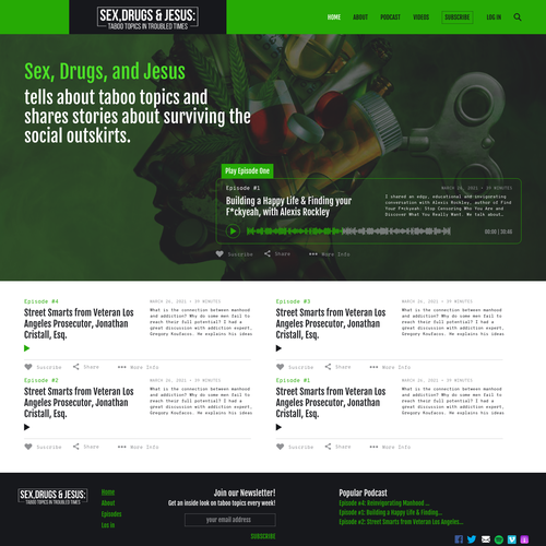 Drug design with the title 'Web design. Content theme: controversies for adults'