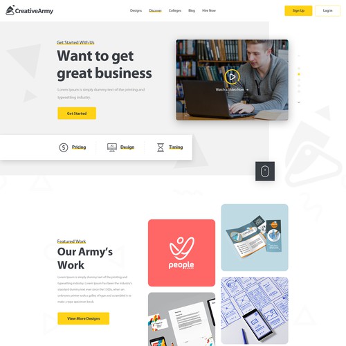 HTML5 website with the title 'Creative Army'