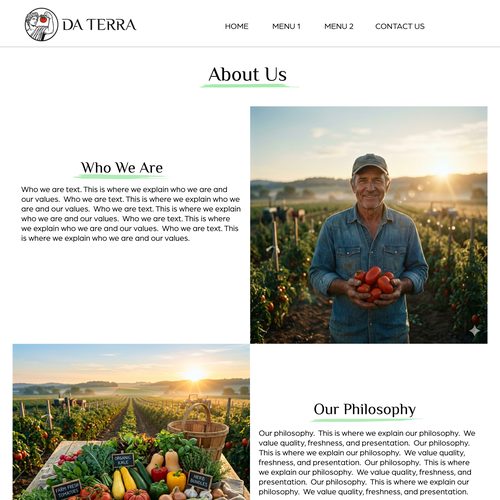 Food website with the title 'Website for a Farm'