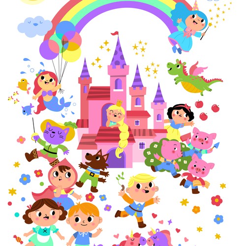 Castle artwork with the title 'My favorite fairy tale characters'