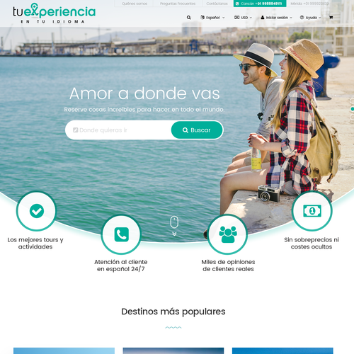 Tourism website with the title 'Tour and Activity Worldwide website'