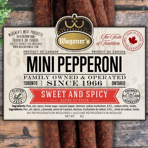 Luxury label with the title 'Artisanal Mini Pepperoni Label'