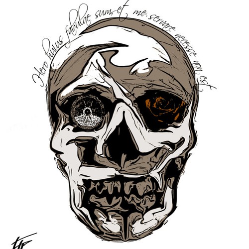 Skull illustration with the title 'Skull tatoo'