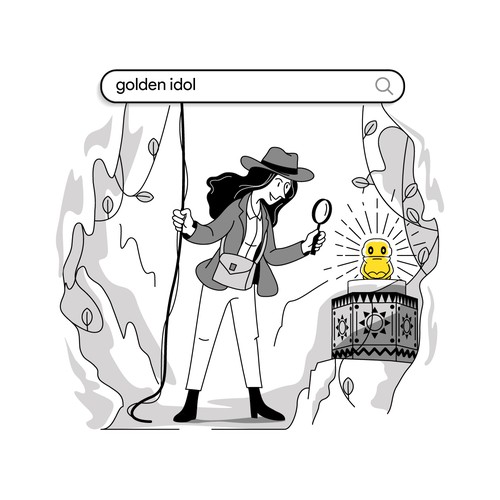 Jungle illustration with the title 'illustration line cartoon drawing'