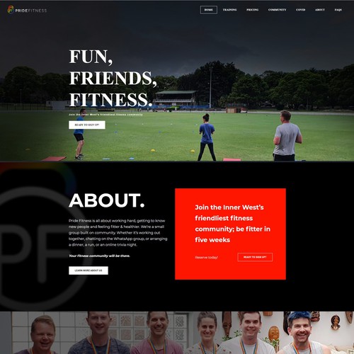 Weebly design with the title 'Pride Fitness - Weebly Site '