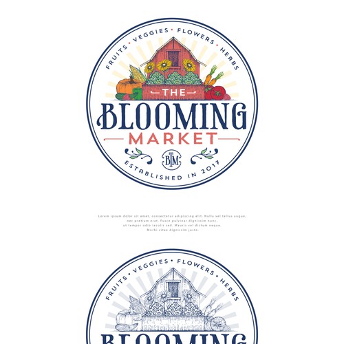 Vegetable design with the title 'Logo Design for Blooming Market'