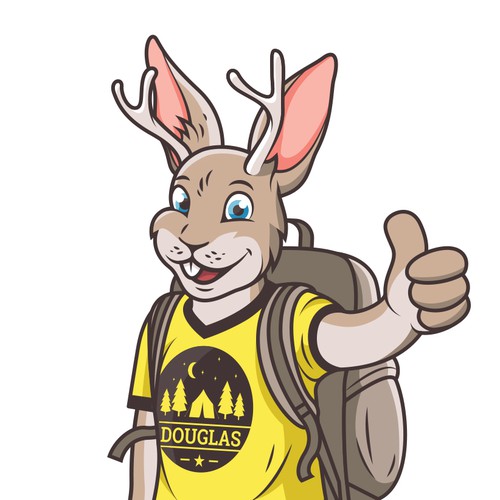 Backpack design with the title 'Jackalope Mascot'