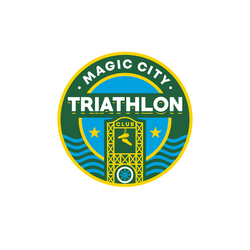 Olympic logo with the title 'MAGIC CITY TRIATHLON'