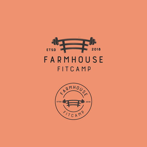 Camp design with the title 'Farmhouse'