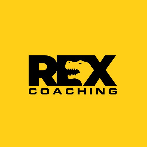 Jurassic park logo with the title 'T-Rex Logo for Coaching Company'