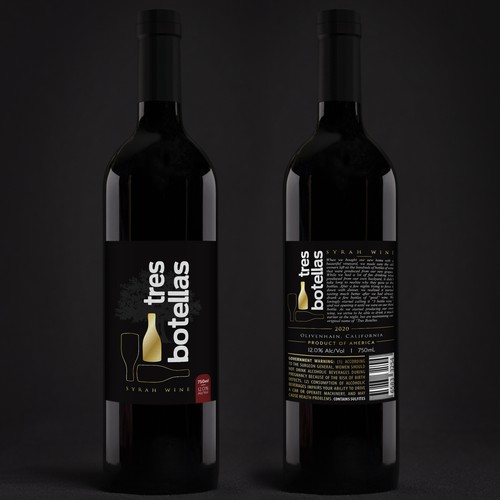 Grape design with the title 'Wine Label Design for Tres Botellas'