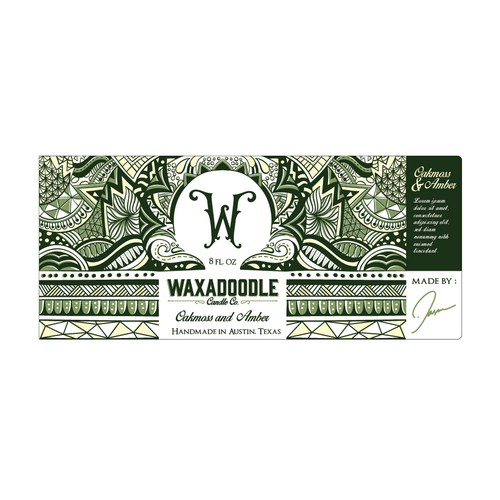 Doodle design with the title 'Candle Label Design'