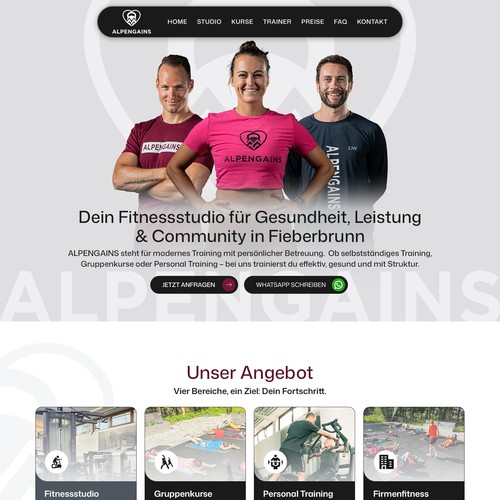 Fitness website with the title 'Premium One-Page Website Design for Health Fitness Studio'