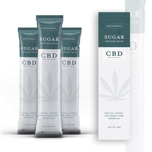 Packet packaging with the title 'CBD Sugar packet design'