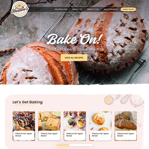Bakery website with the title 'Recipe Website - Create a Modern & Rustic Homepage Design'