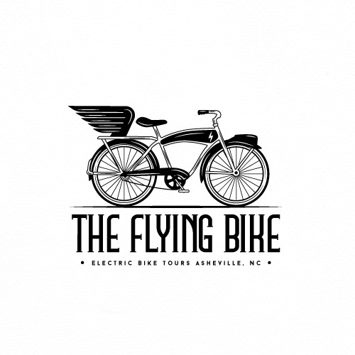 Tourism logo with the title 'The Flying Bike Logo Design'