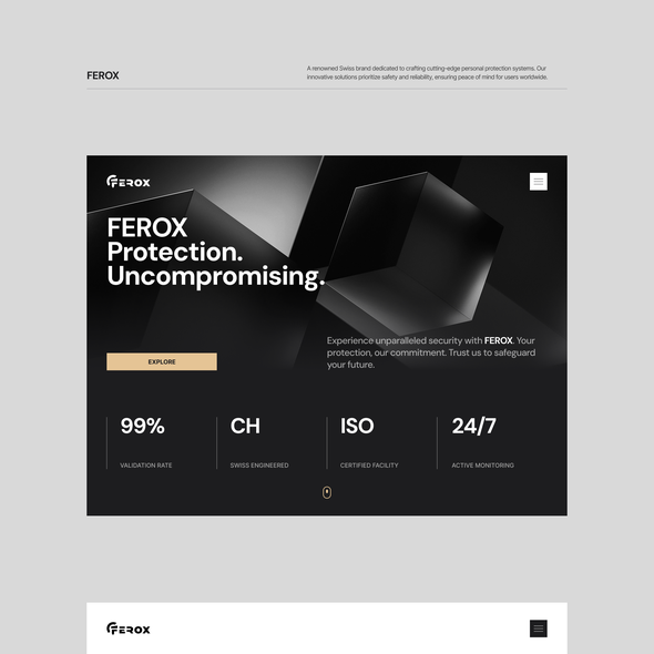 Internet website with the title 'FEROX'