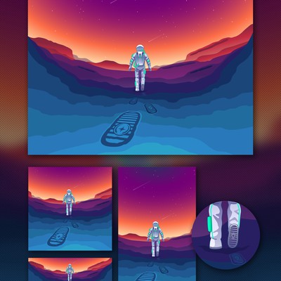 Astronaut Footprint Illustration