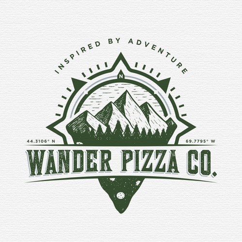 Compass design with the title 'Wander Pizza Company'