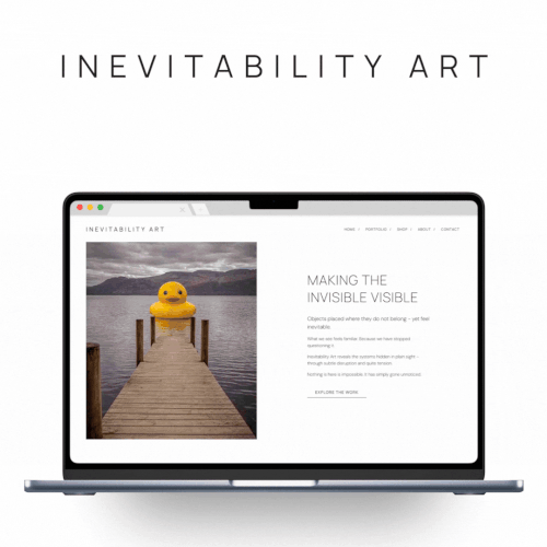 Design with the title 'Inevitability Art Website'
