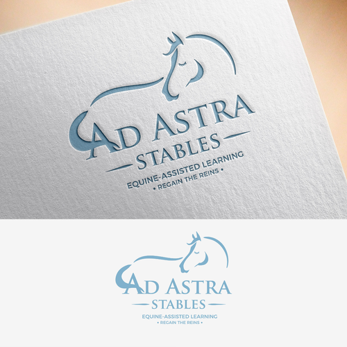 Horse riding logo with the title 'Winning Logo for Ad Astra Stables Equine Assisted Learning'