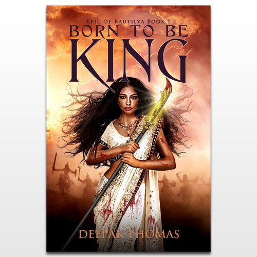 Epic fantasy book cover with the title 'Book Cover for a Hindu Epic Fantasy Novel'