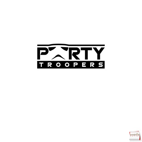 Party logo with the title 'minimalist logo for a business that provide actors dressed as Stormtroopers to individuals and companies for private parties.'
