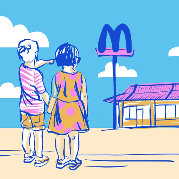 Restaurant artwork with the title 'Illustration for newsletter '