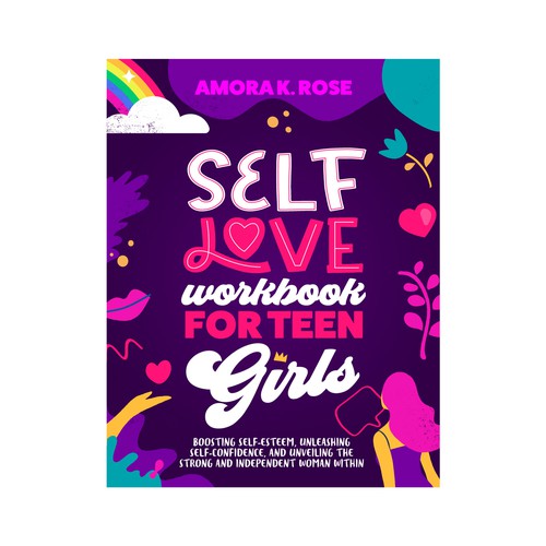 Girly book cover with the title 'Book cover for teenagers'