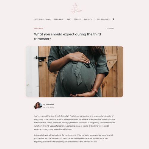 News website with the title 'Article Page Concept For Pregnancy Blog'