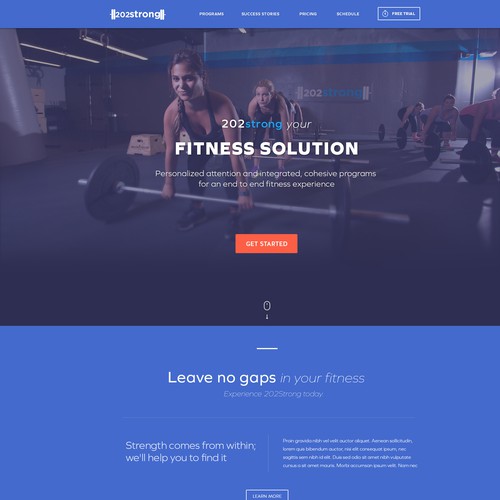 Fitness website with the title 'Fintes club 202 strong'