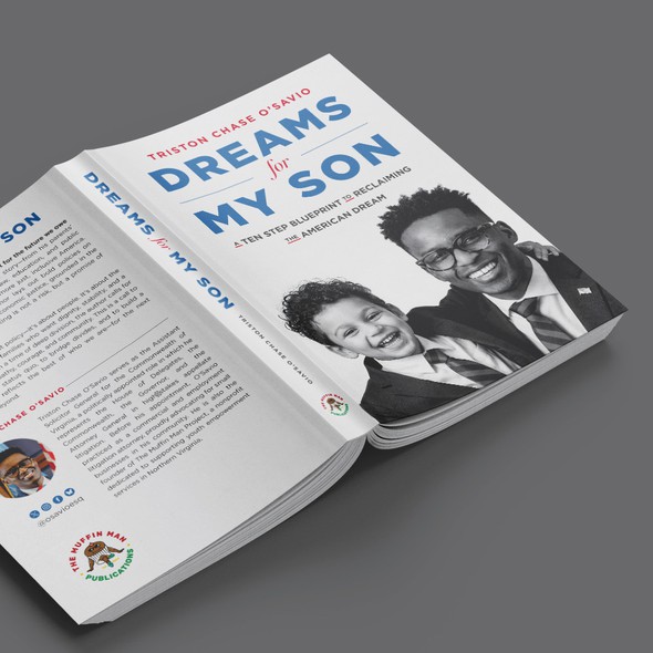 Blueprint design with the title '"Dreams For My Son" Book cover design'
