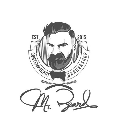 Signature design with the title 'Mr Beard, the most classy man in the world! Barbershop'
