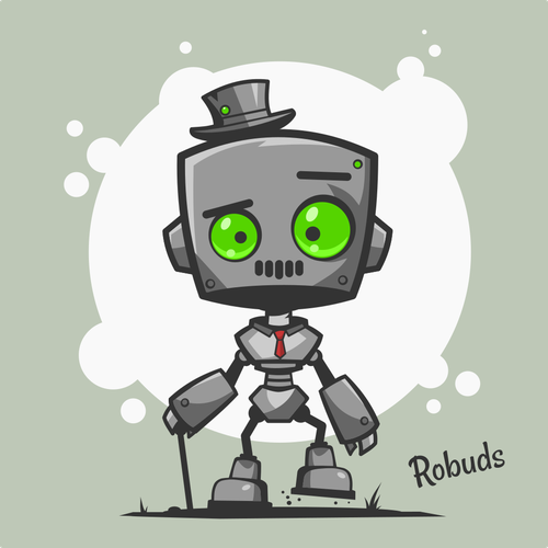 Vector art design with the title 'Robot mascot'