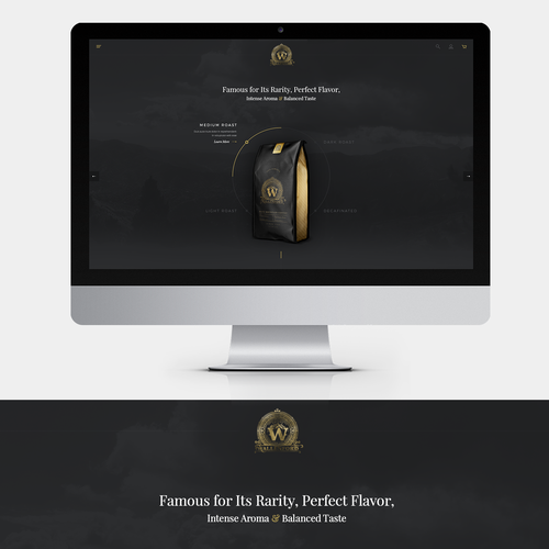 Food website with the title 'Landing page design for a coffee company'