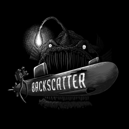 Submarine design with the title 'Illustration design of deep sea done for Backscatter'