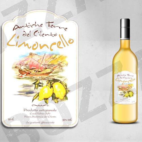 Lemon label with the title 'Etichetta per bottiglia di limoncello'