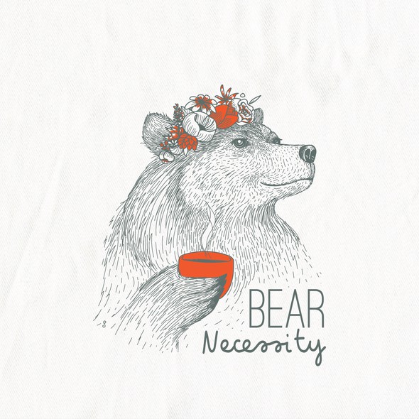 Bear artwork with the title 'Boho Bear illustration for In 2 The Nest'