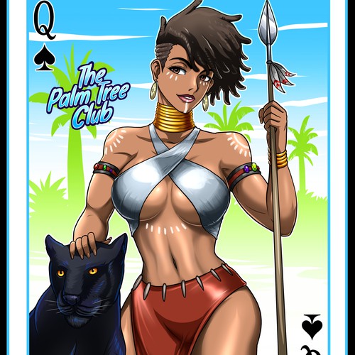 Sexy artwork with the title 'Vintage 80s comic book style Playing Cards of Sexy woman for a Radical Surf-style Brand'